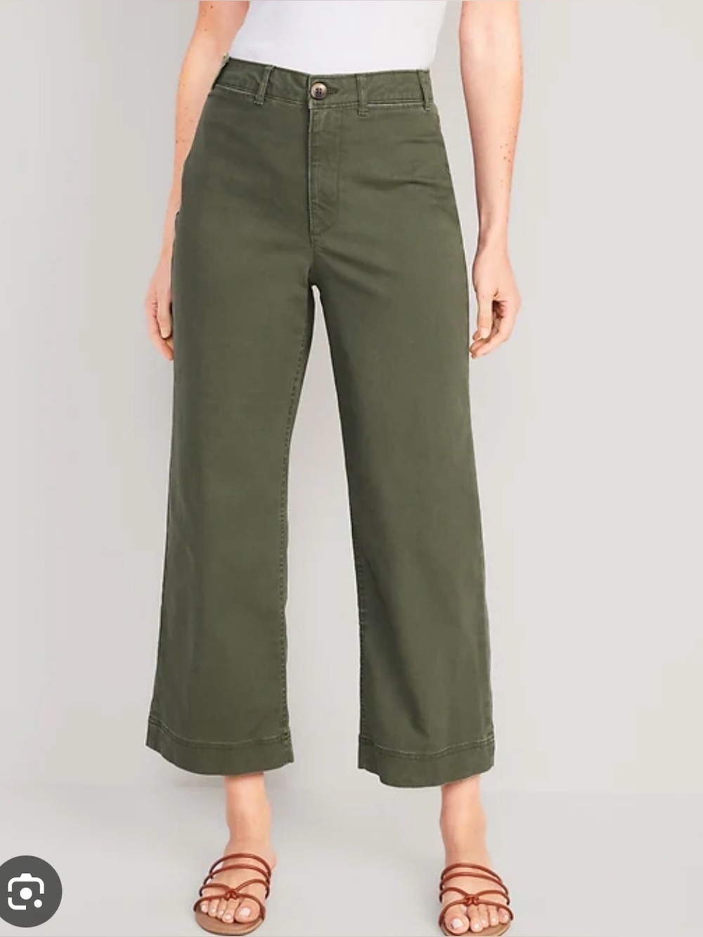 Old Navy Olive Green Cropped Wide-Leg Pants